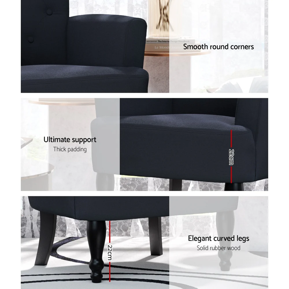 Maddy French Lorraine Chair Retro Wing - Black - Nurns