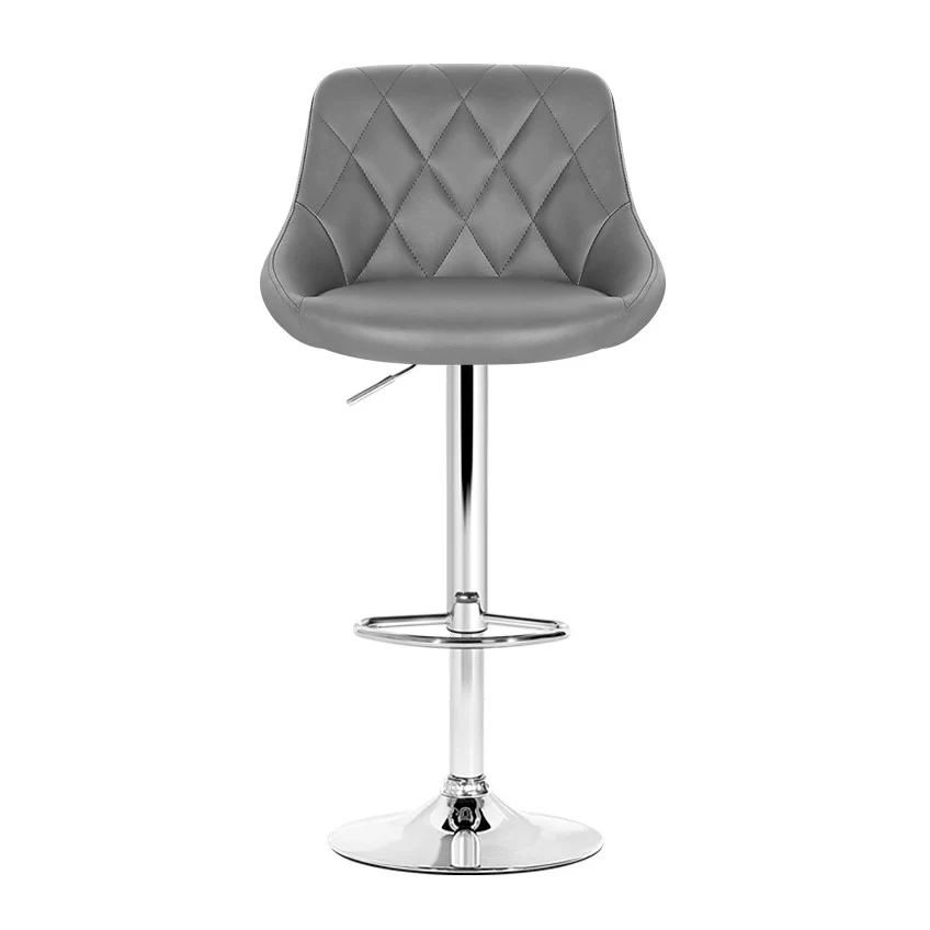 Set of 4 Corfu Bar Stools PU Leather Diamond Style - Grey - Nurns