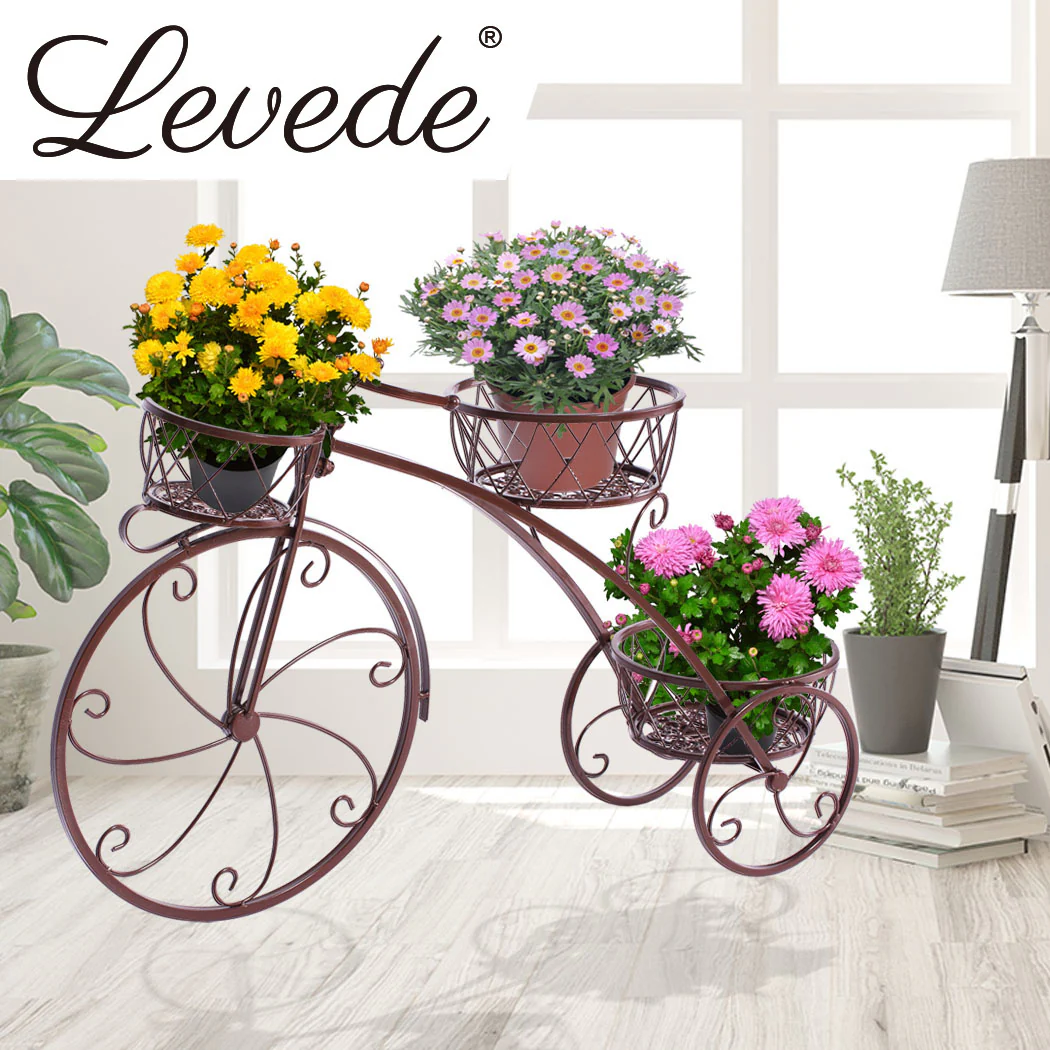 Set of 2 Levede Plant Stand Outdoor Indoor Metal Pot Garden Decor Flower Rack Shelf - Nurns