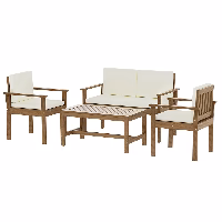 Iker 4-Seater Set Acacia Wood Lounge Setting Table Chairs 4-Piece Outdoor Sofa - Wood - Nurns