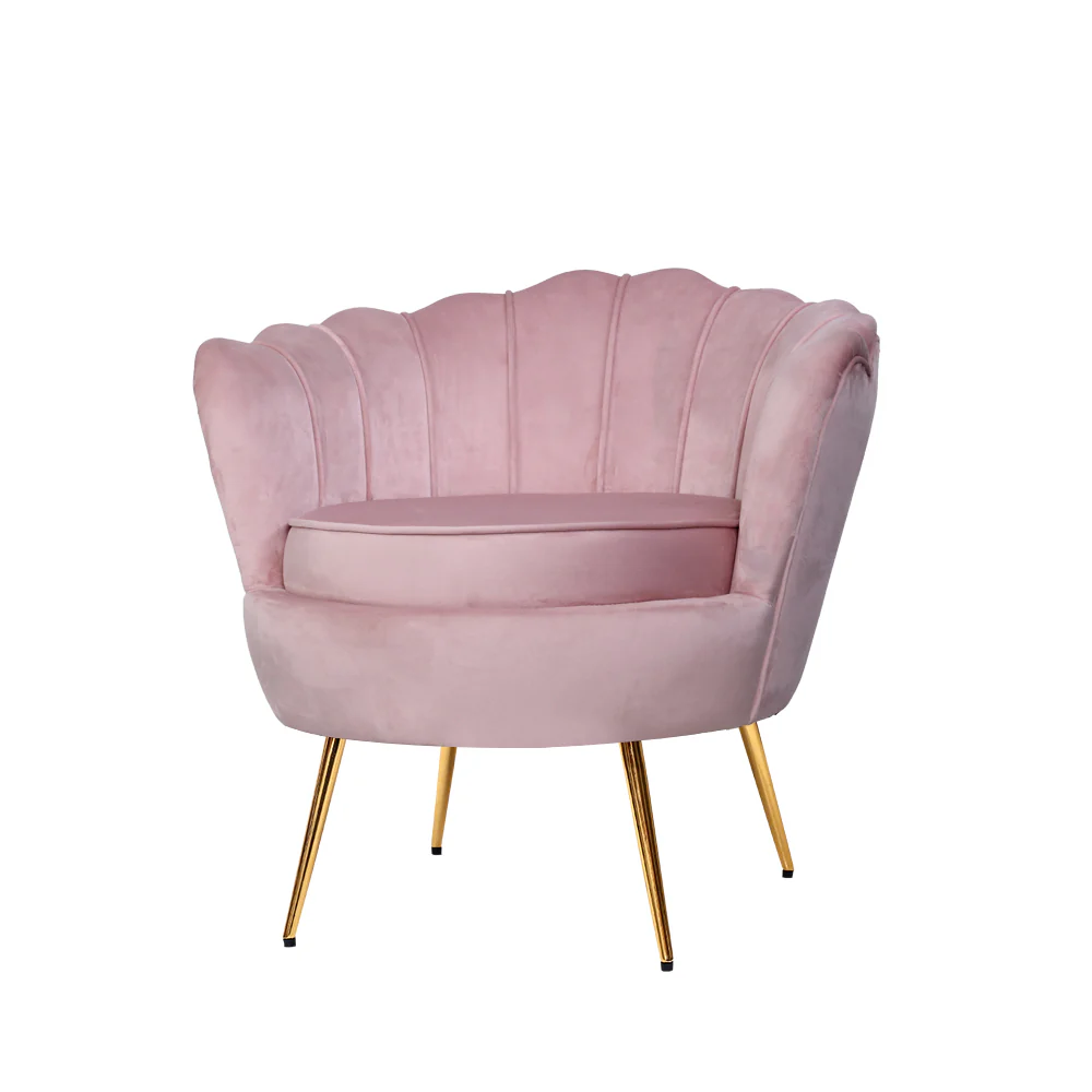 Mirabell Accent Velvet Shell Back Seat Lounge Armchair - Pink - Nurns