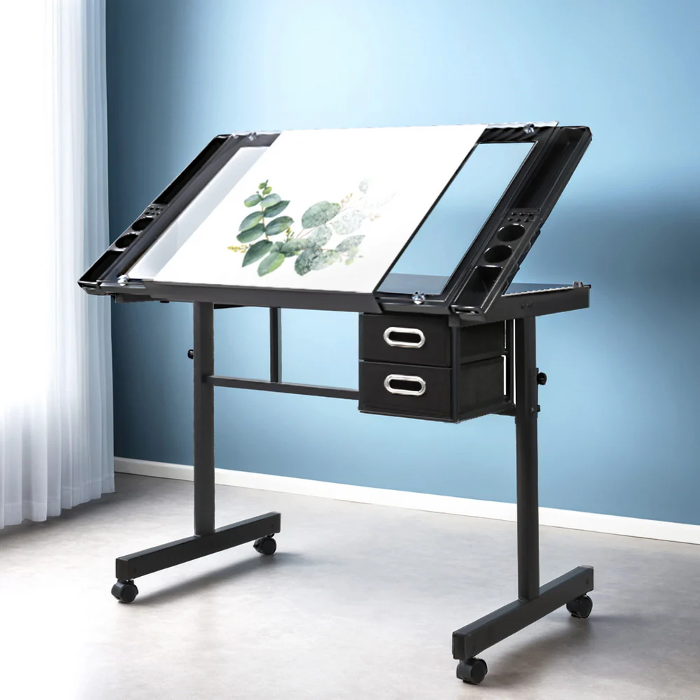 Artiss Drawing Desk Drafting Table Black - Nurns