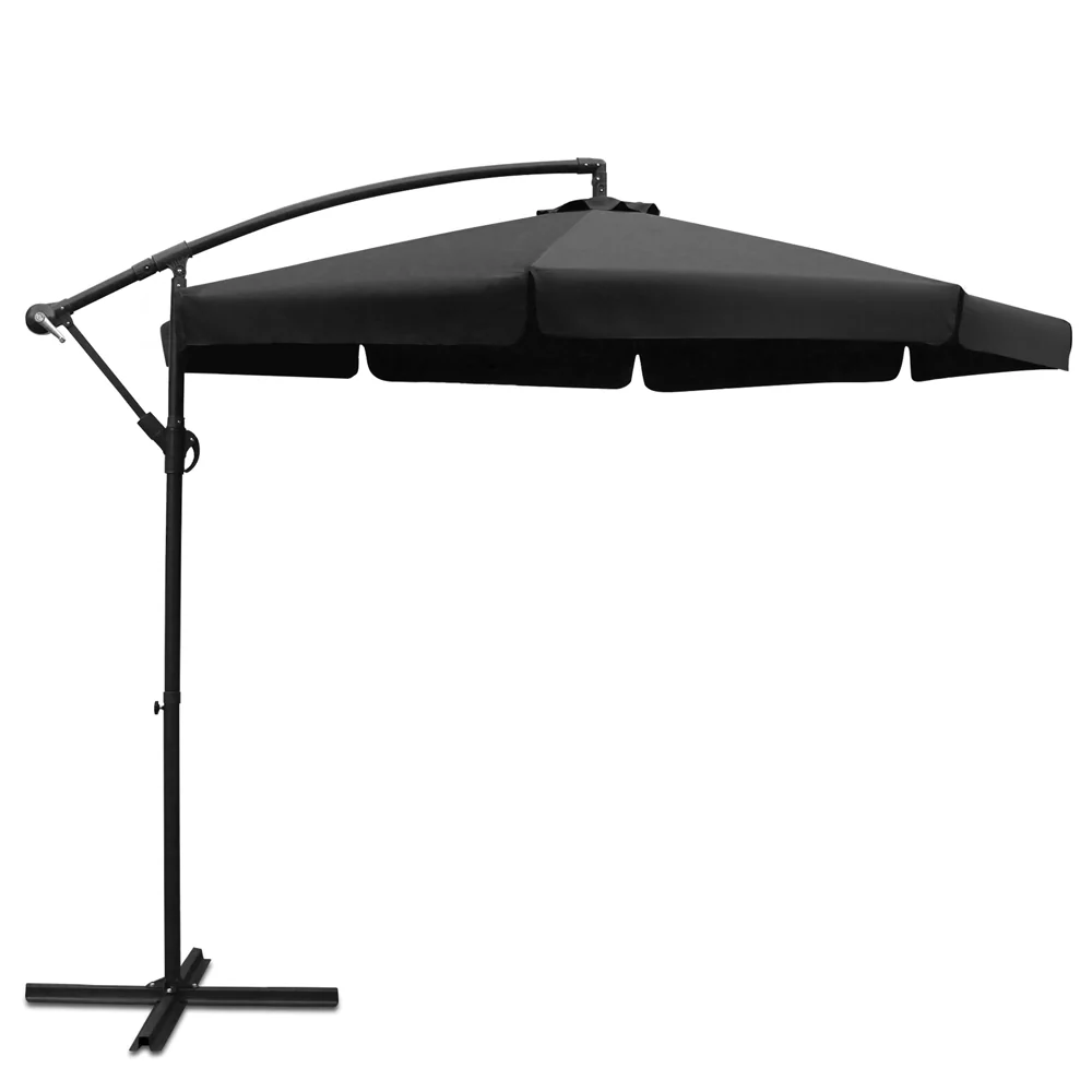 Instahut 3m Outdoor Umbrella Cantilever Garden Beach Patio Black - Nurns