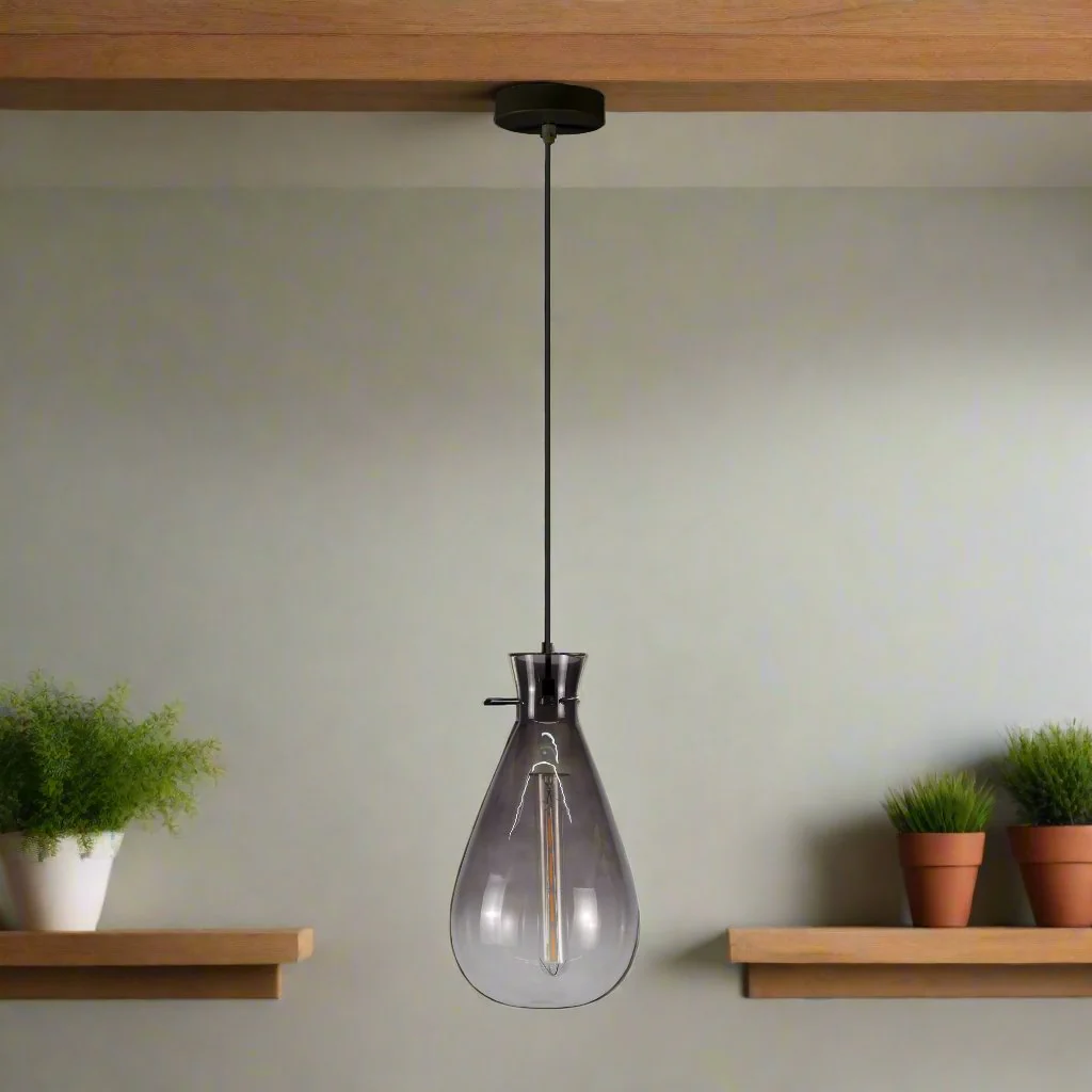 Teardrop-Shaped Pendant Light - Black - Nurns