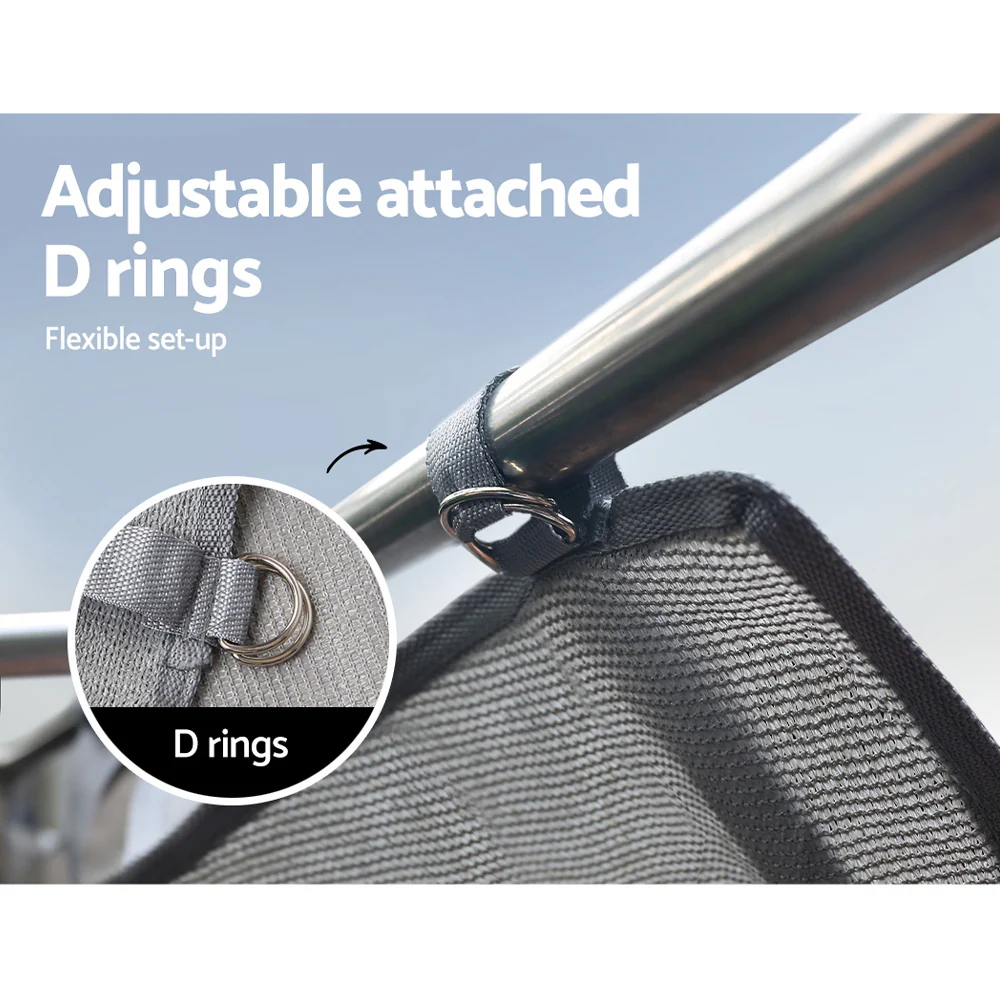 Caravan Privacy Screen Roll Out Awning 3.7X1.95M End Wall Side Sun Shade Grey - Nurns