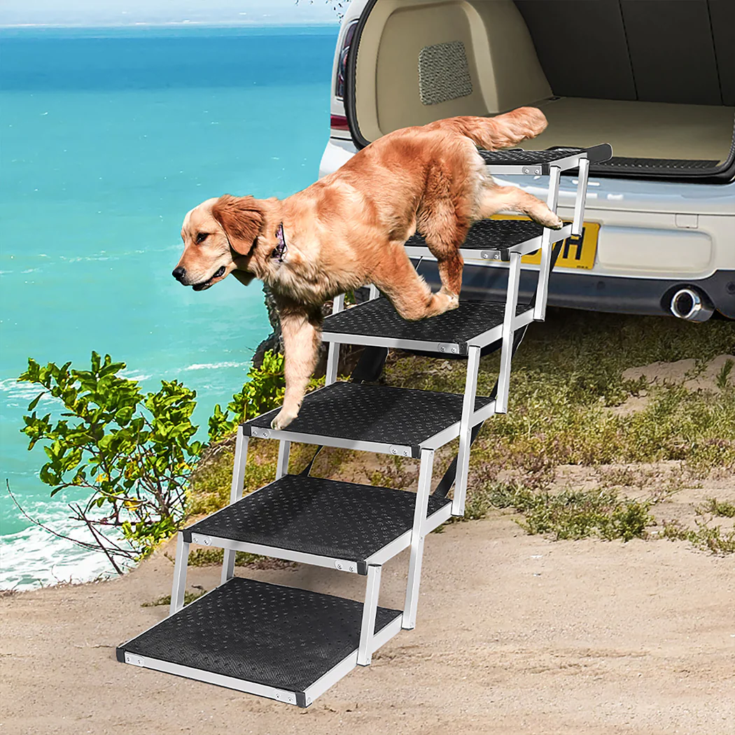 PaWz 6 Steps Dog Ramp Adjustable Height Black - Nurns