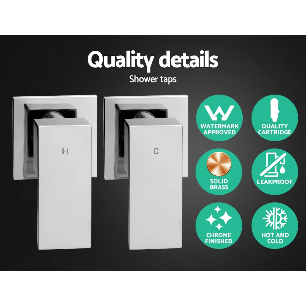 8'' Rain Shower Head Set Handheld Square High Pressure wins Tap - Chrome - Nurns