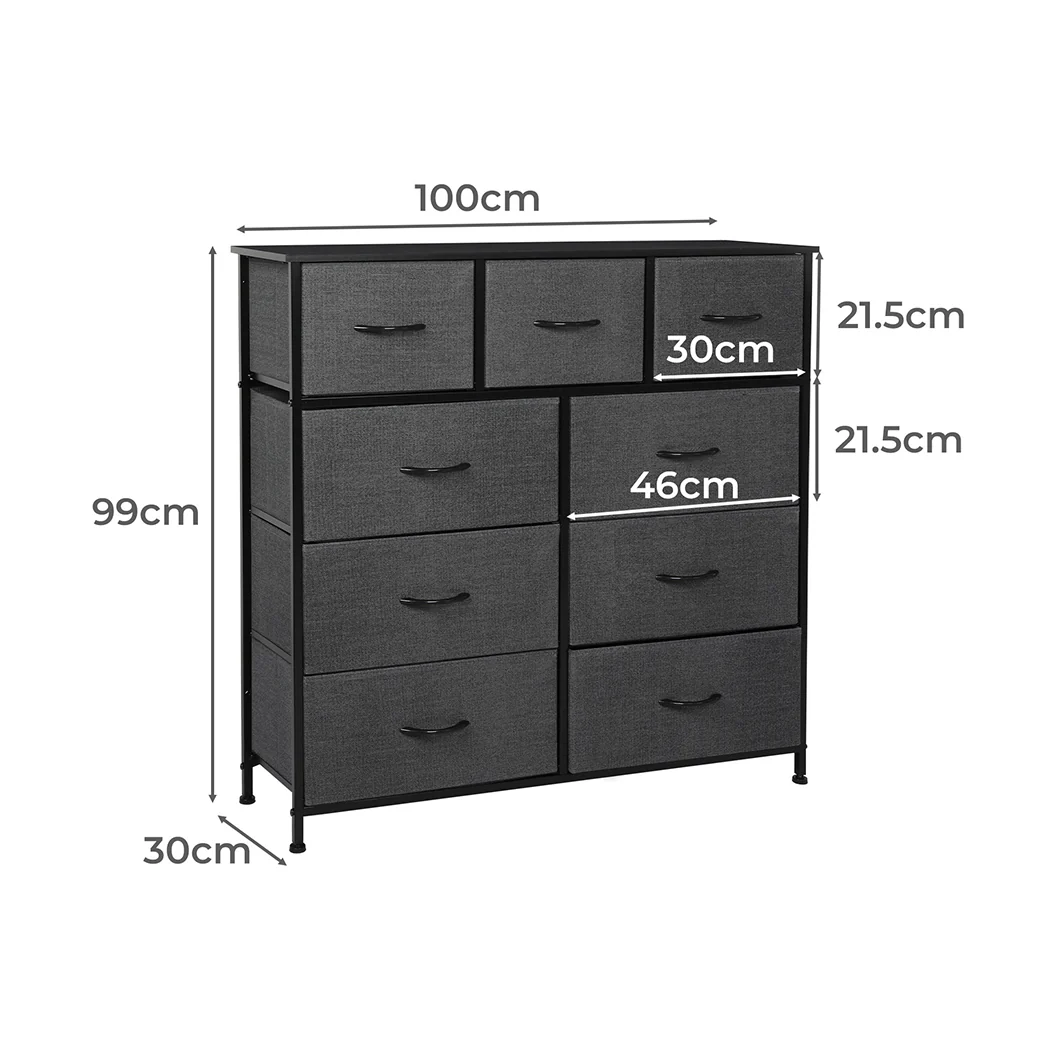Levede 9 Chest of Drawers Storage Cabinet - Nurns