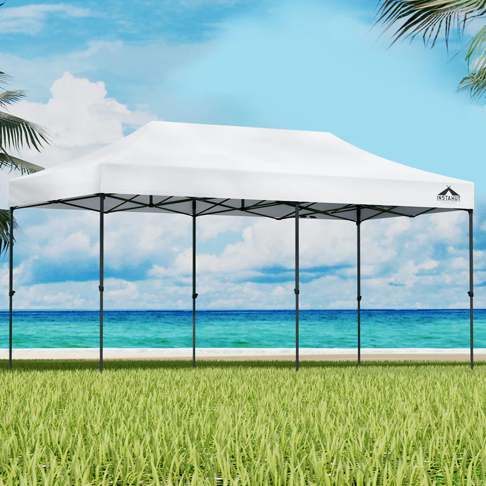 Instahut Gazebo Pop Up Marquee 3x6 Folding Tent Wedding 500D Oxford Fabric White - Nurns