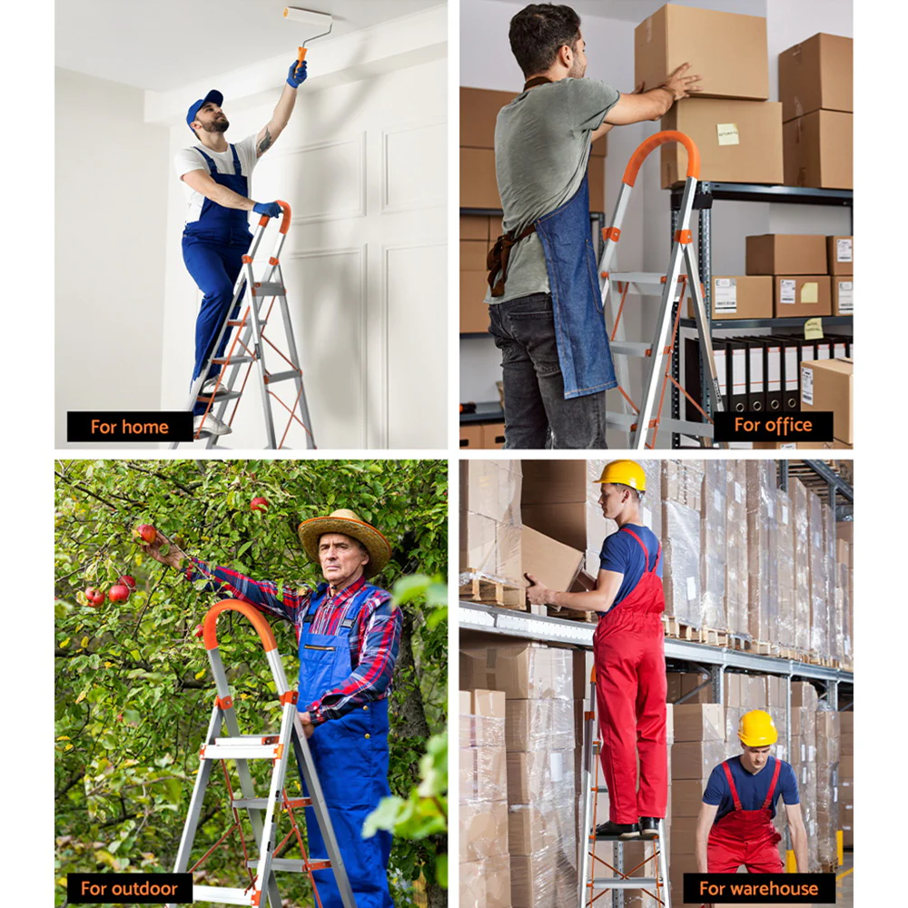 6 Step Ladder Multi-Purpose Folding Aluminium Light Weight Non Slip Platform - Nurns