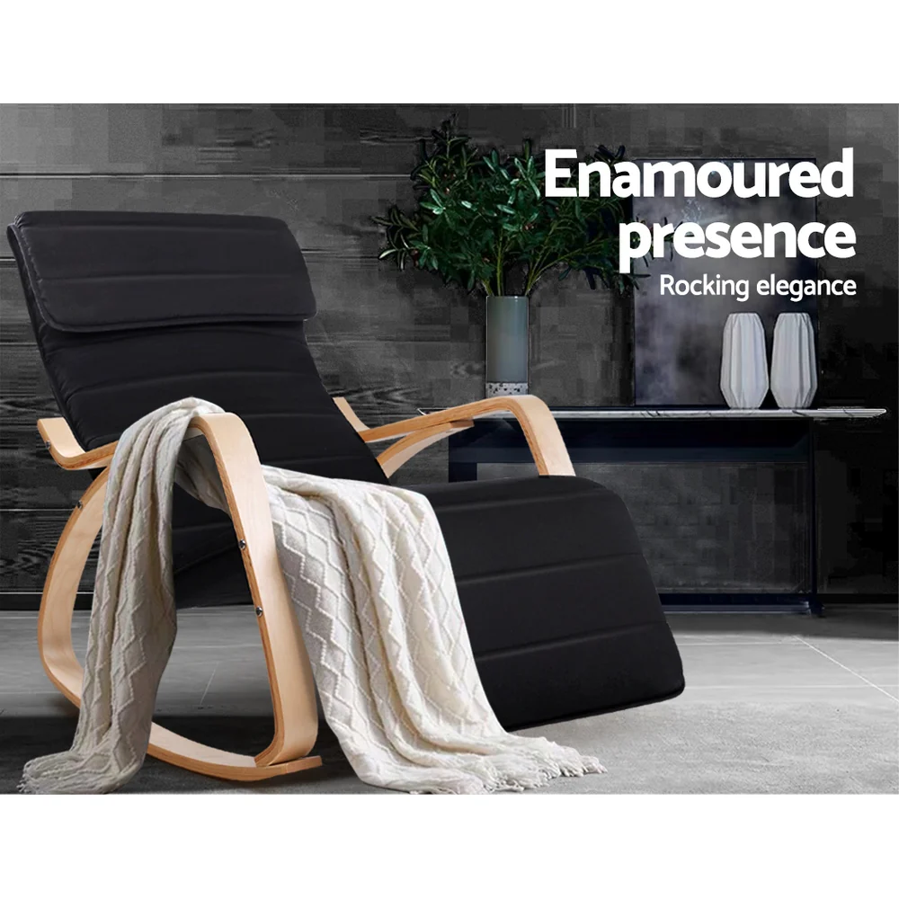 Maribel Rocking Armchair Footrest Nursing - Black - Nurns