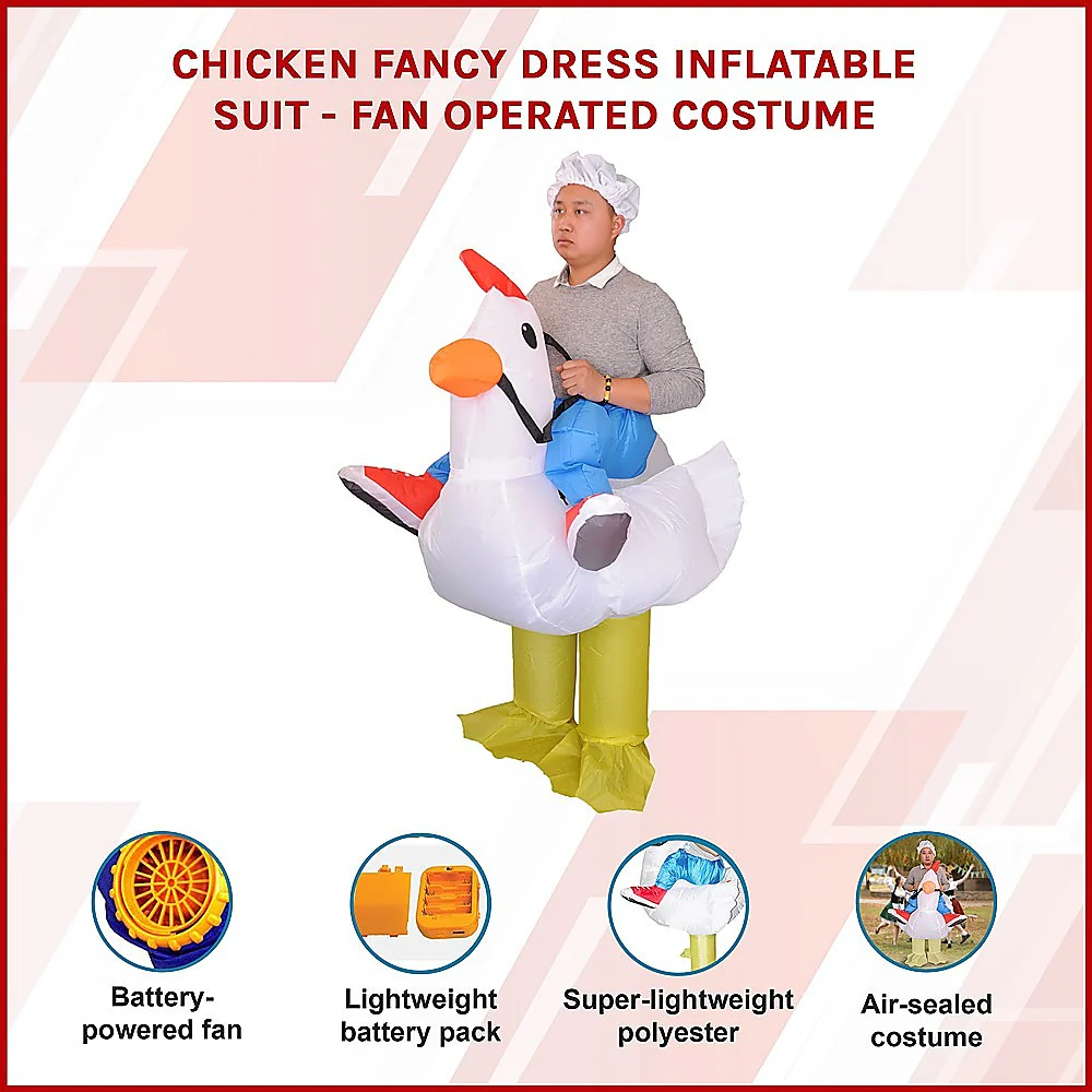 CHICKEN Fancy Dress Inflatable Suit - Fan Operated Costume - Nurns