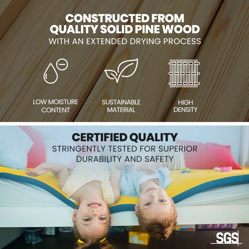 Maia Modular Slumber Wooden Kids Bunk Bed Frame - White Single - Nurns