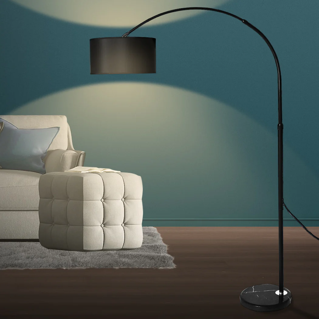 Modern LED Floor Lamp Reading Light Free Standing Height Adjustable Marble Base - Black - Nurns