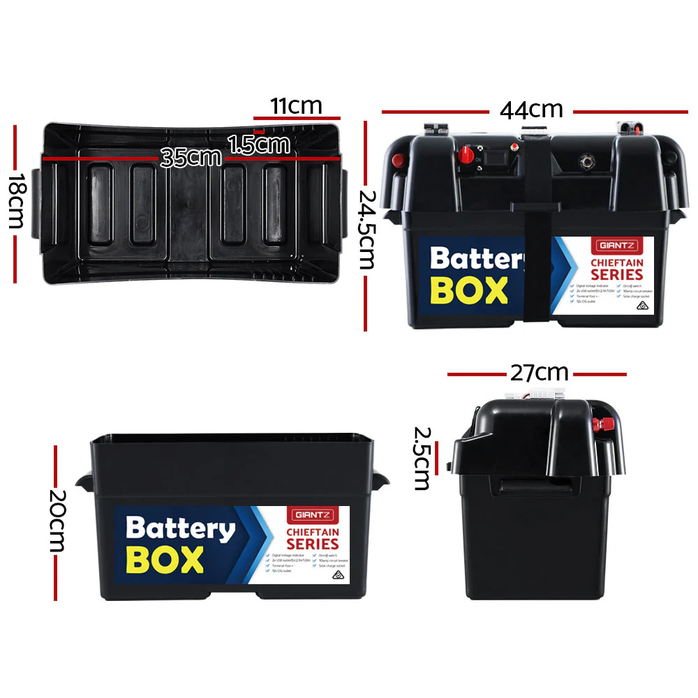 Battery Box 12v Large Deep Cycle Box Portable Solar Caravan Camping - Nurns