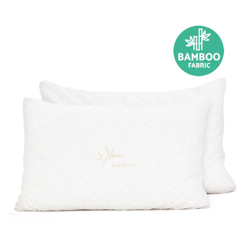 Set of 2 Memory Foam Pillow Bamboo Cover - Nurns