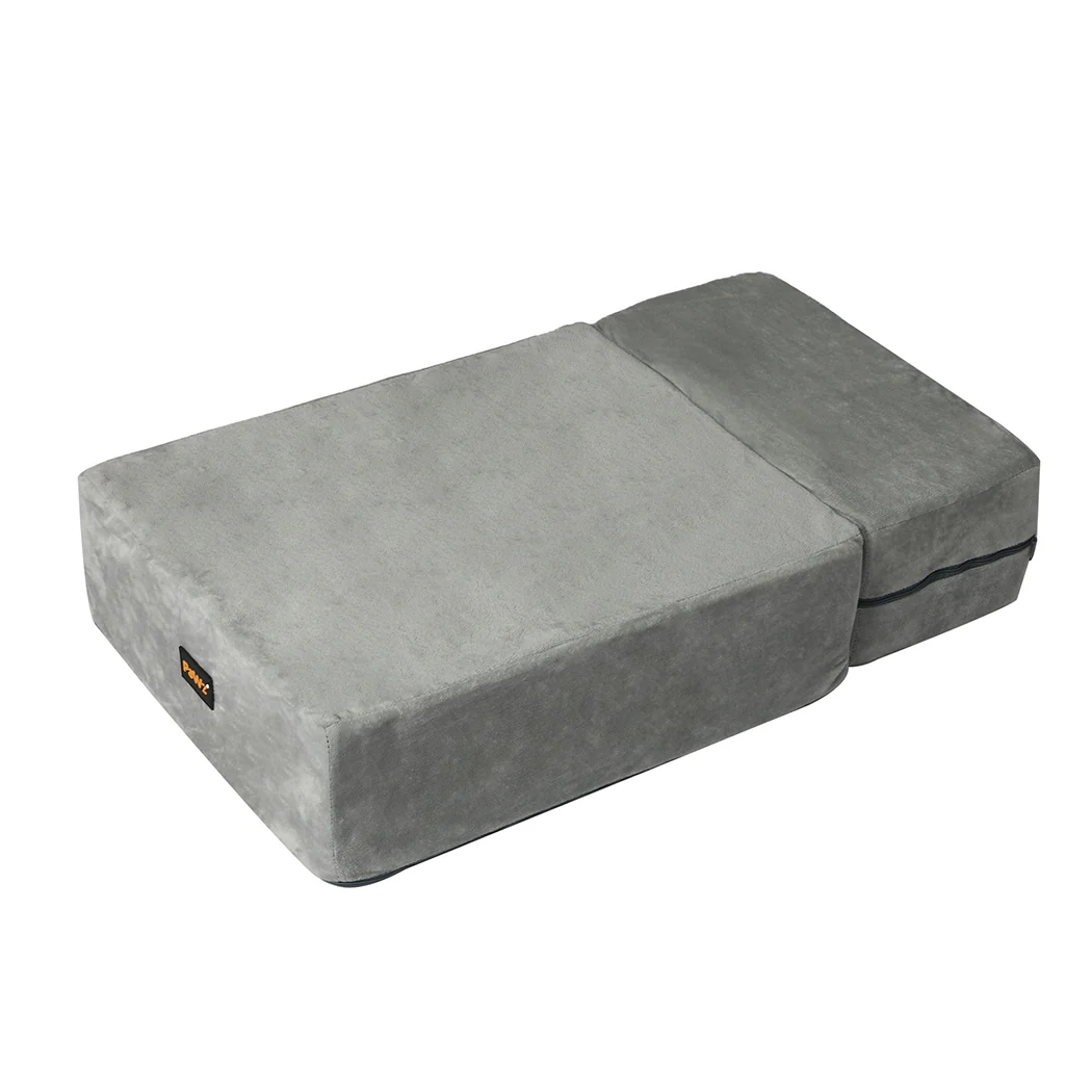 Pet Stairs 2 Step Ramp Portable Adjustable Climbing Ladder Soft Washable - Grey Small - Nurns