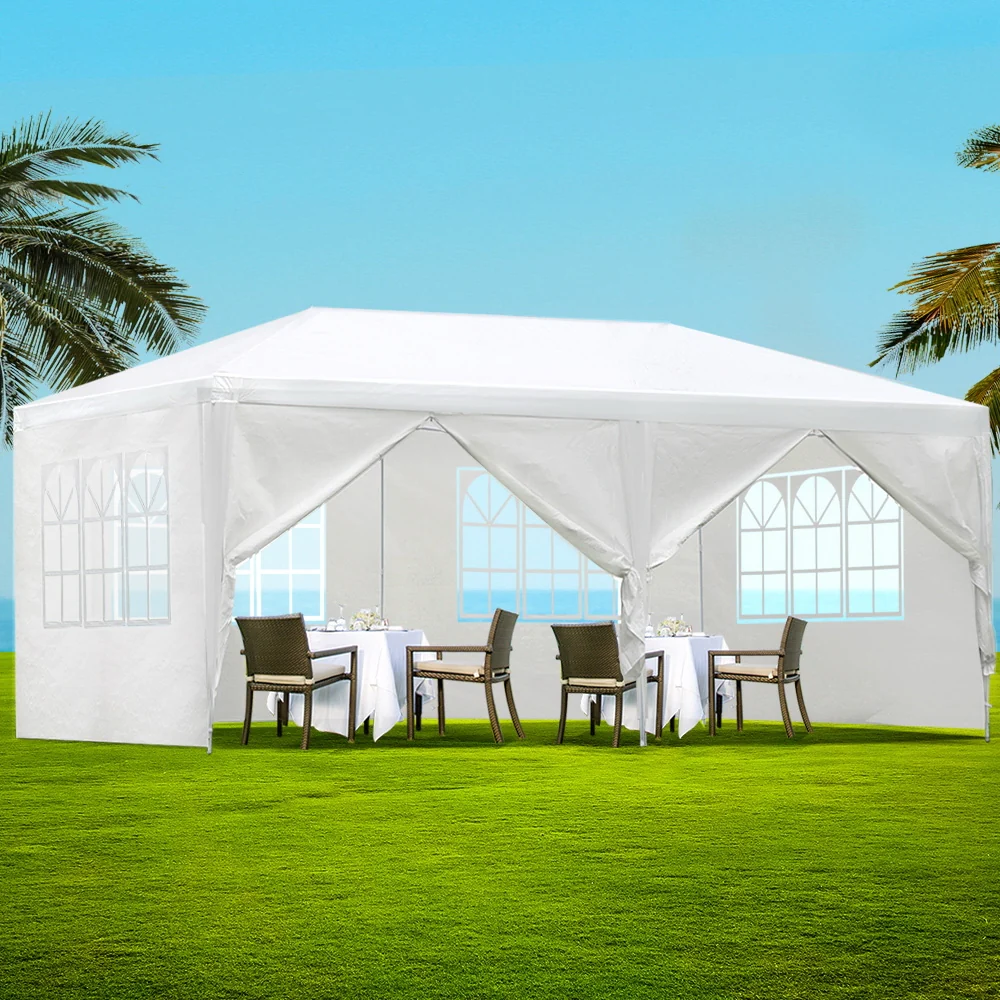 Instahut Gazebo 3x6m Marquee Wedding Party Tent Outdoor Camping Side Wall Canopy 6 Panel White - Nurns