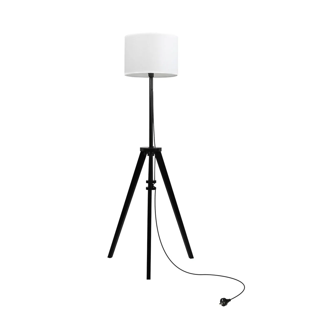 Wooden Floor Lamp Modern Tripod Shaded Night Light Adjustable Home Decor - Nurns