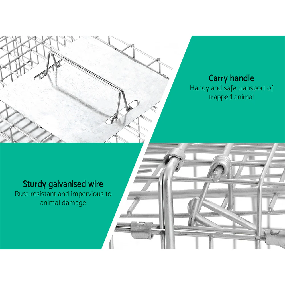 Humane Animal Trap Cage 94x34x36cm - Silver - Nurns