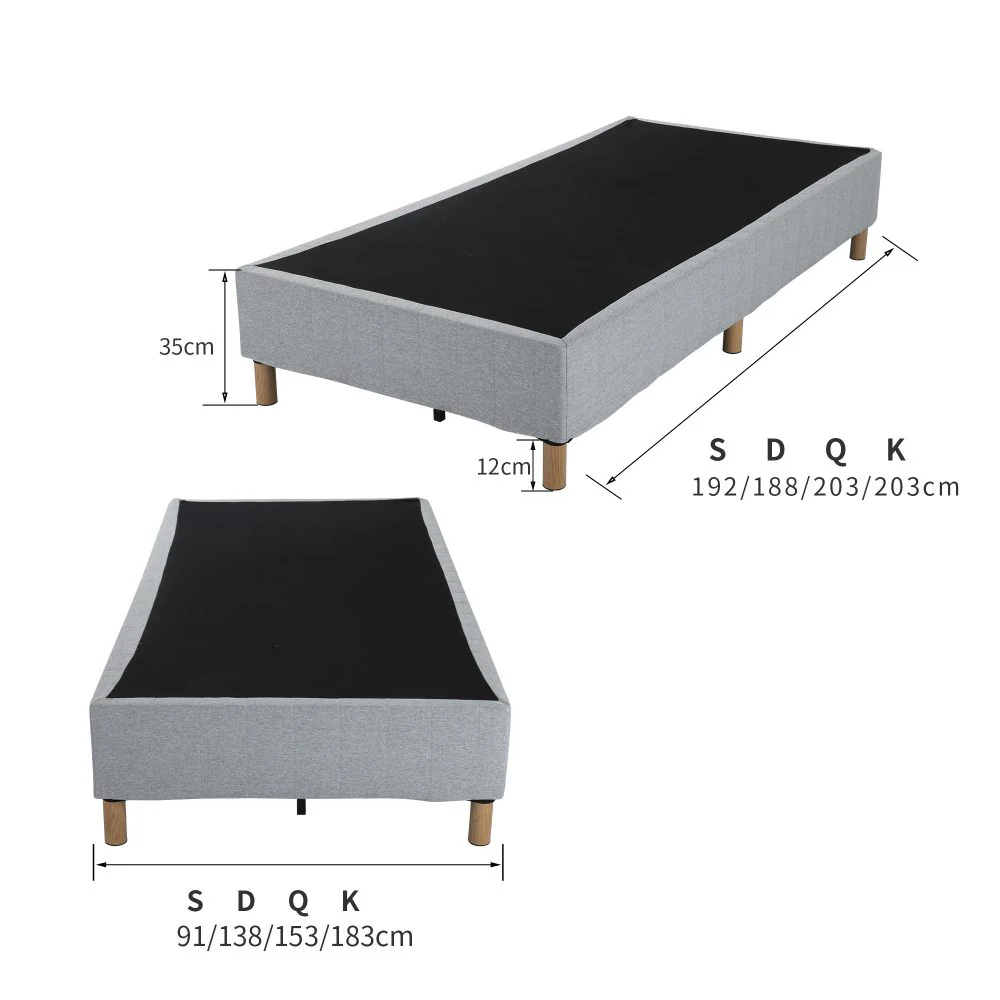 Vera Ensemble Bed Base Mattress Foundation with Metal Stats - Light Grey Queen - Nurns