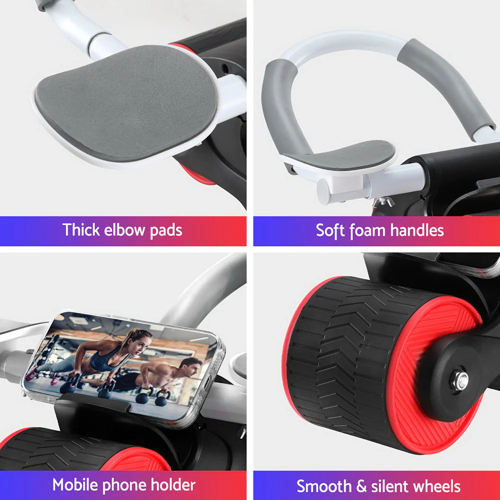 Everfit Ab Roller Automatic Rebound Abdominal Wheel with Knee Pad Home Gym Sport - Nurns