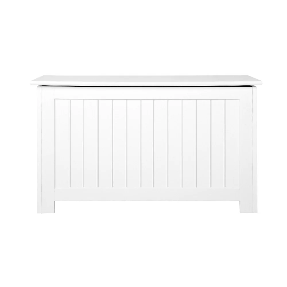 Kids Wooden Toy Chest Storage Blanket Box White Children Room Organiser - Nurns