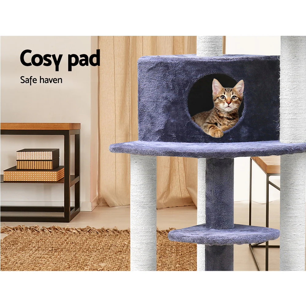 Cat Tree Trees Scratching Post Scratcher Tower Condo House Grey 126cm - Grey - Nurns