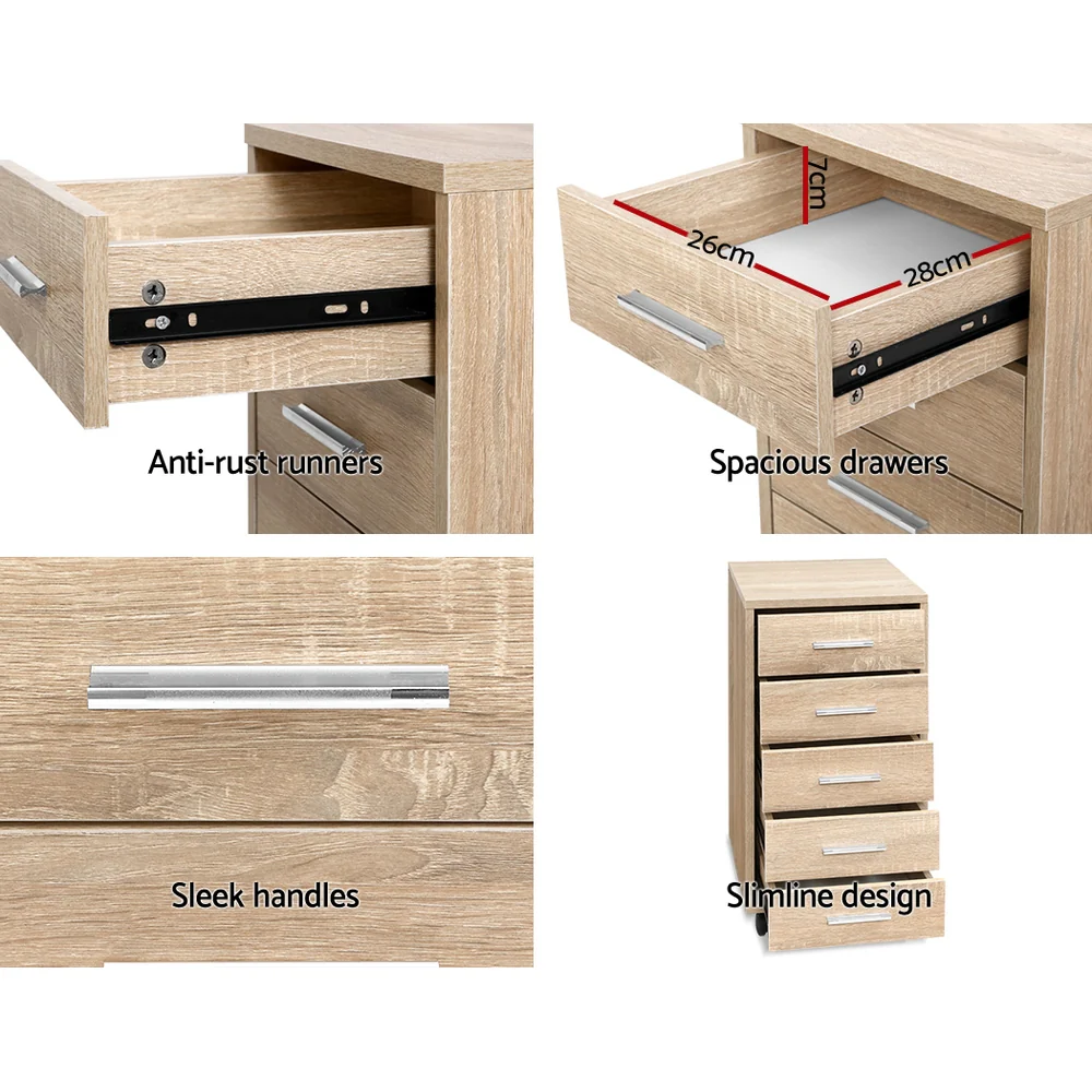 Artiss Filing Cabinet 5 Drawer Office Storage Organiser - Nurns