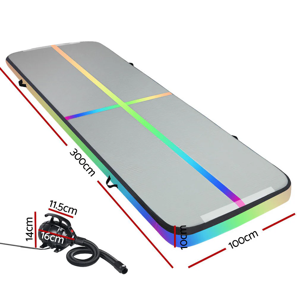 Everfit 3M Air Track Gymnastics Tumbling Exercise Mat Inflatable Mats + Pump - Nurns