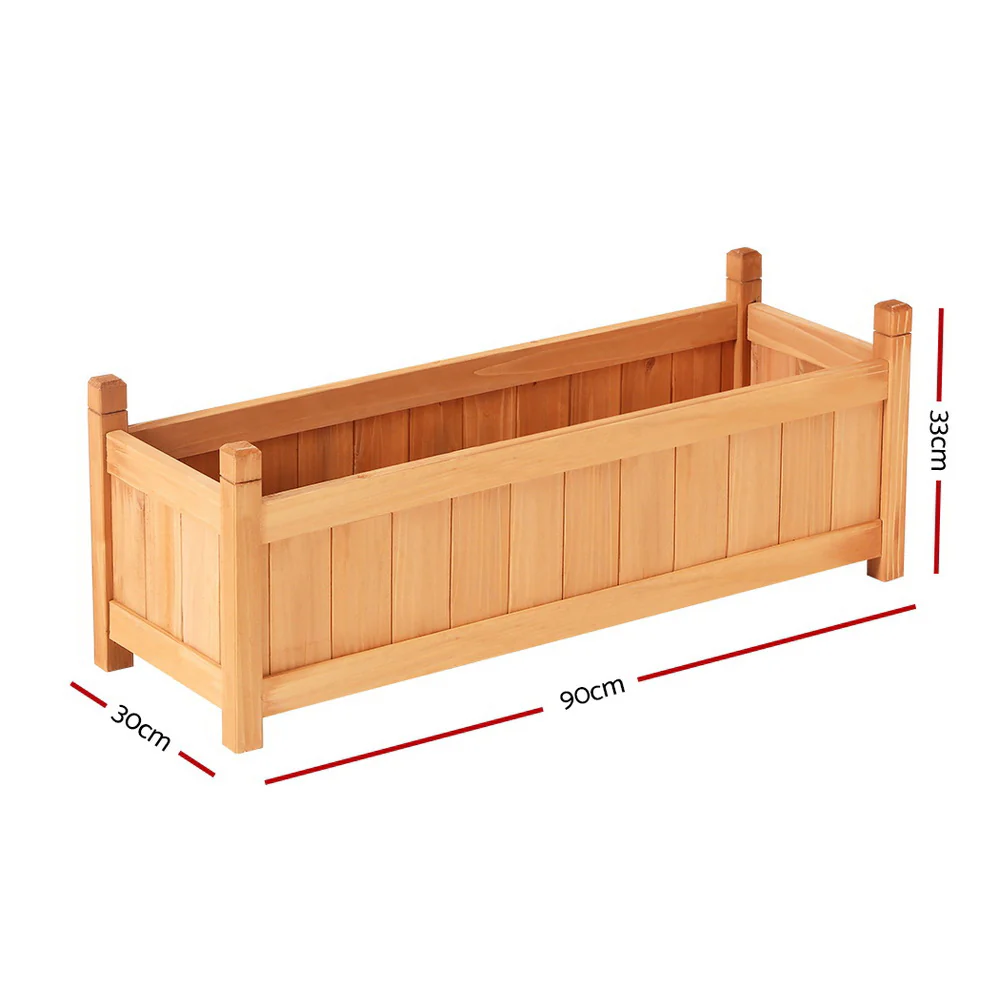 Garden Bed 90x30x33cm Wooden Planter Box Raised Container Growing - Nurns