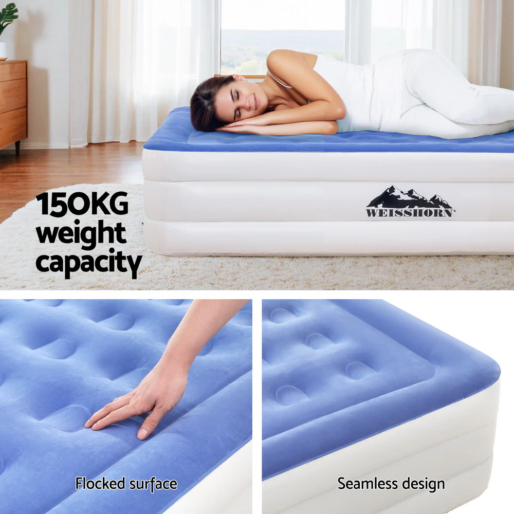 Factory Buys 46cm Air Mattress Inflatable Bed Cube Airbed - Single - Nurns
