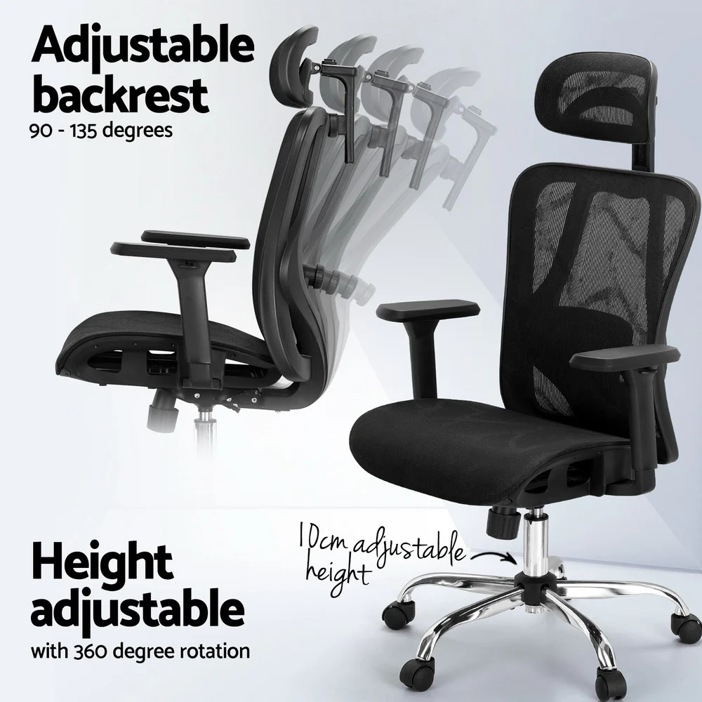 Artiss Ergonomic Office Chair Recline Black - Nurns