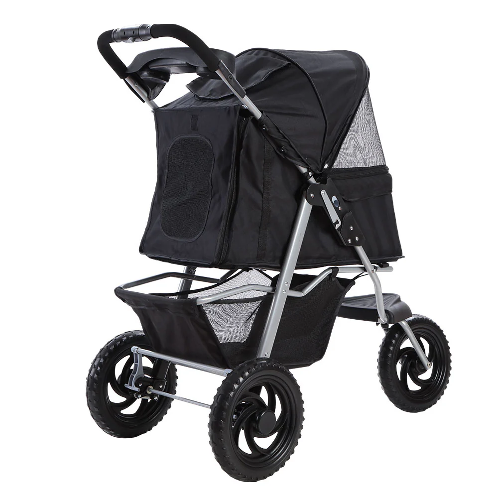 Pet Stroller Dog Carrier Foldable Pram Black Large - Nurns