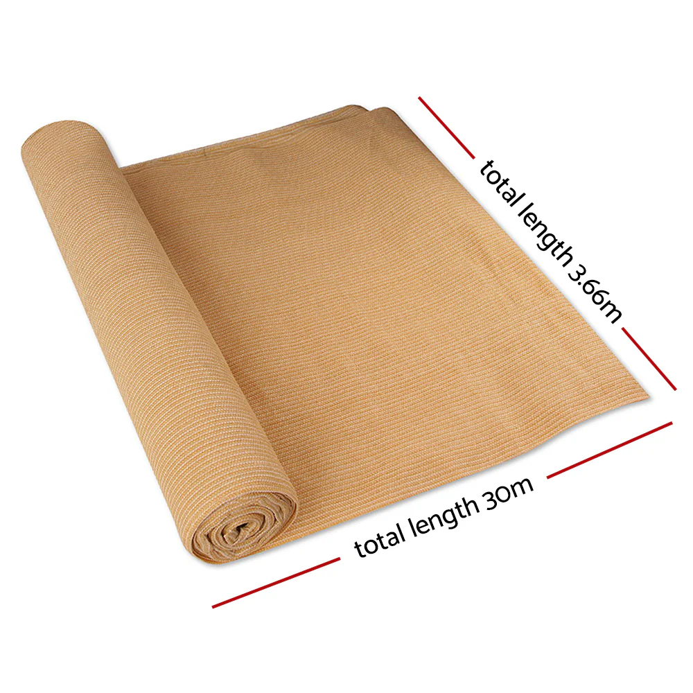 Instahut 50% Shade Cloth 3.66x30m Shade cloth Sail Heavy Duty Beige - Nurns