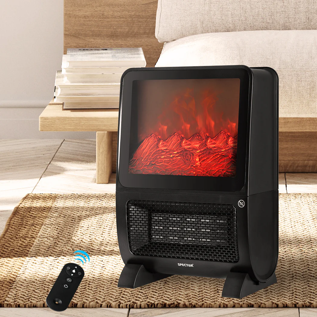 Electric Heater Fireplace Portable 3D Flame Remote Overheat Home 2000W - Nurns
