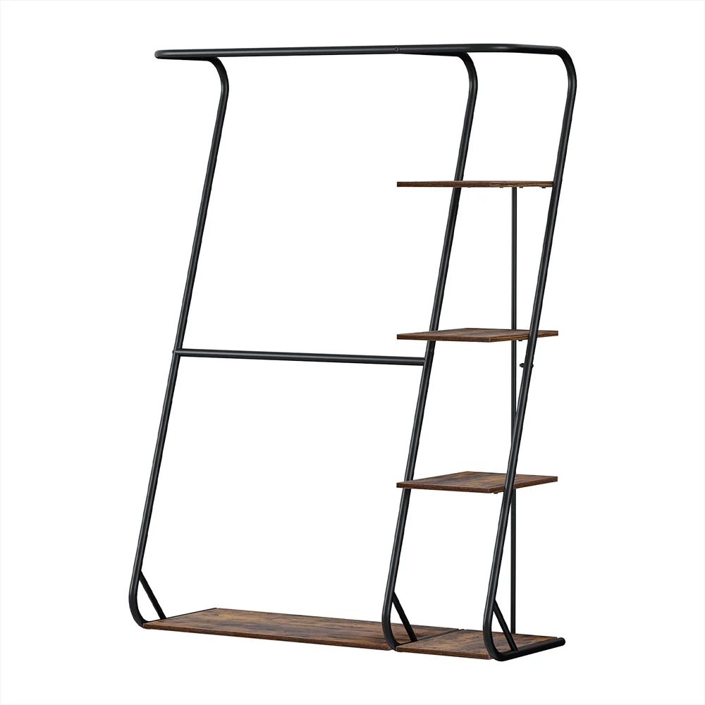 Wardrobe Clothes Rack Airer 4-Tier - Walnut - Nurns