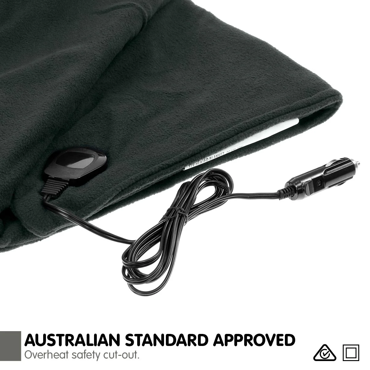 Heated Electric Car Blanket 150x110cm 12V - Black - Nurns