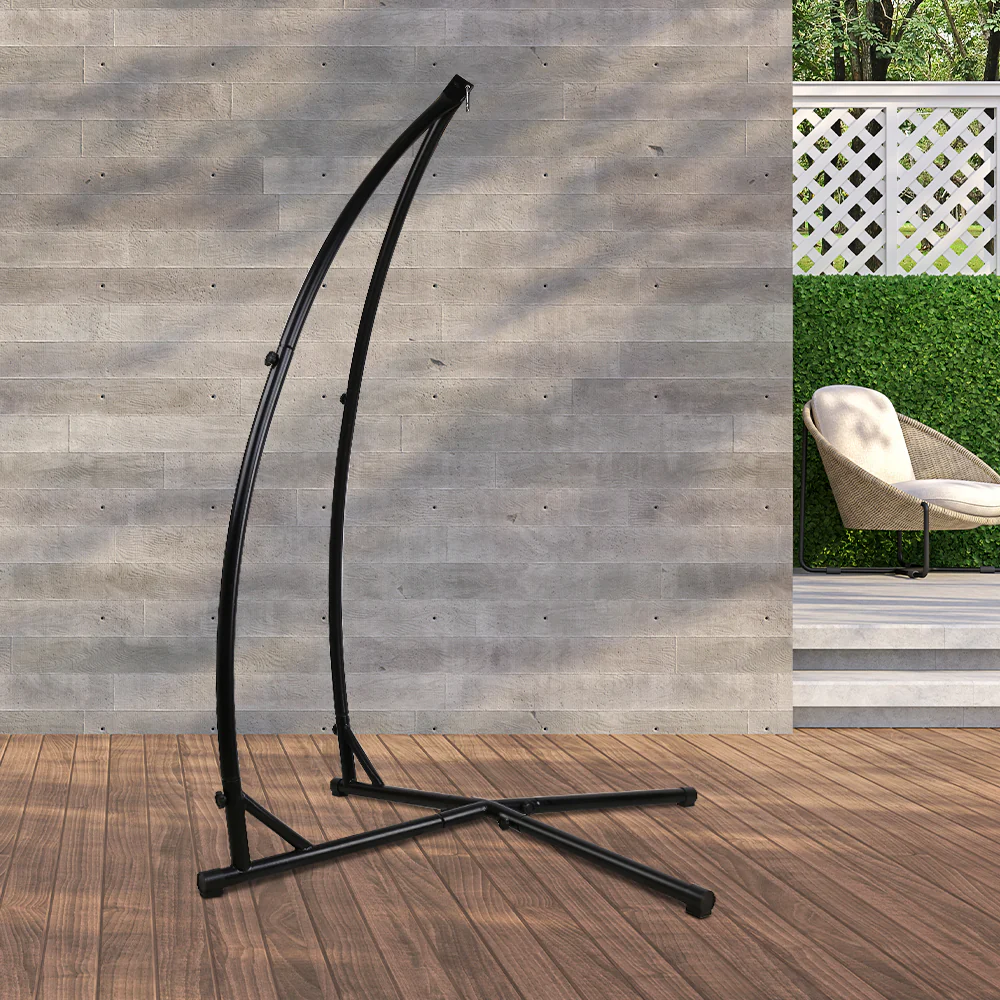 Hammock Chair Steel Stand Outdoor Furniture Heavy Duty - Black - Nurns