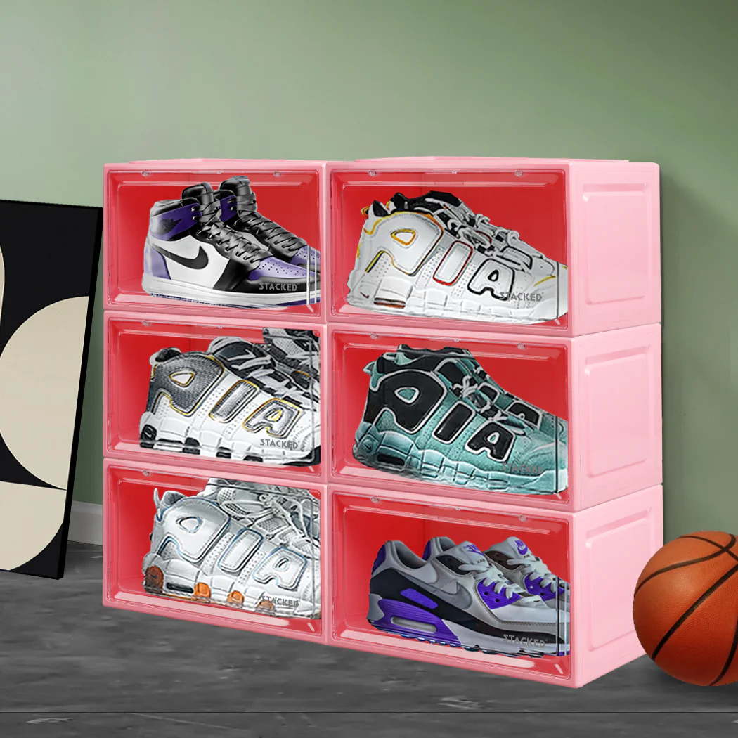Stacked Sneaker Display Case 6x Shoe Pink - Nurns