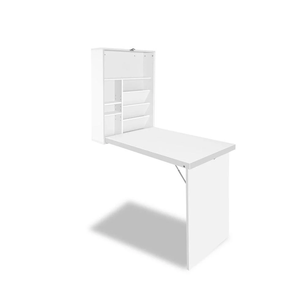 Artiss Computer Desk Bookshelf Wall Mount White - Nurns