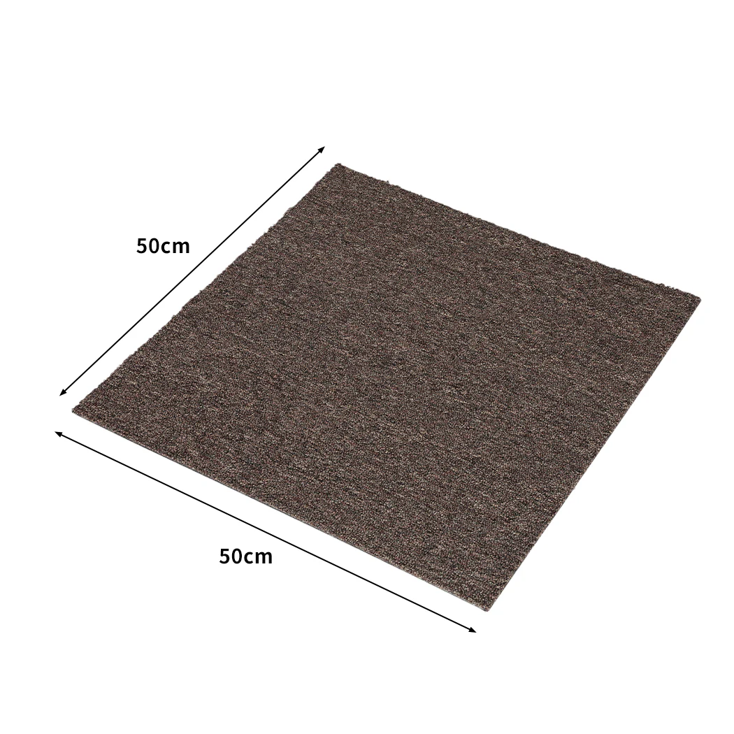 Roxine Set of 20 50x50 Carpet Tiles Box Heavy Commercial Retail Office Premium Flooring - Chocolate - Nurns