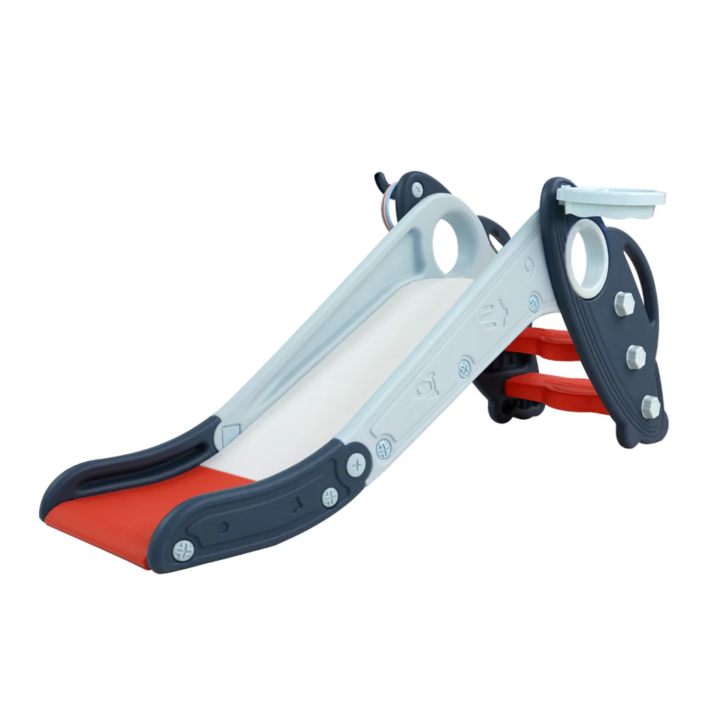 Kids Slide Set Outdoor Playground Basketball Hoop Toddler Play - Nurns