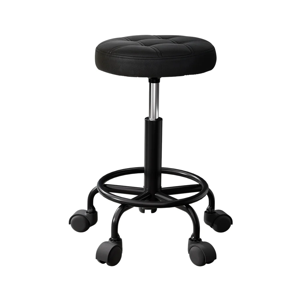 Salon Stool Round Swivel Chairs Black - Nurns