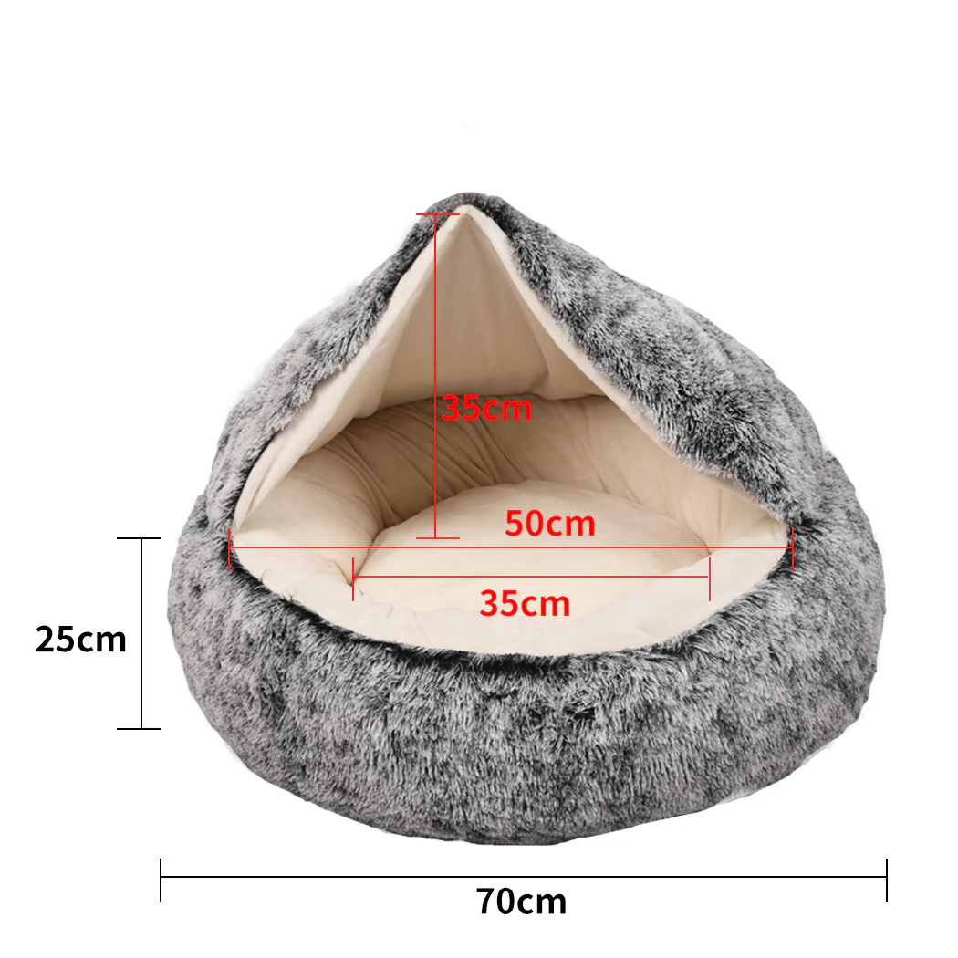 MEDIUM Dog Beds Pet Calming Warm Soft Plush - Charcoal - Nurns
