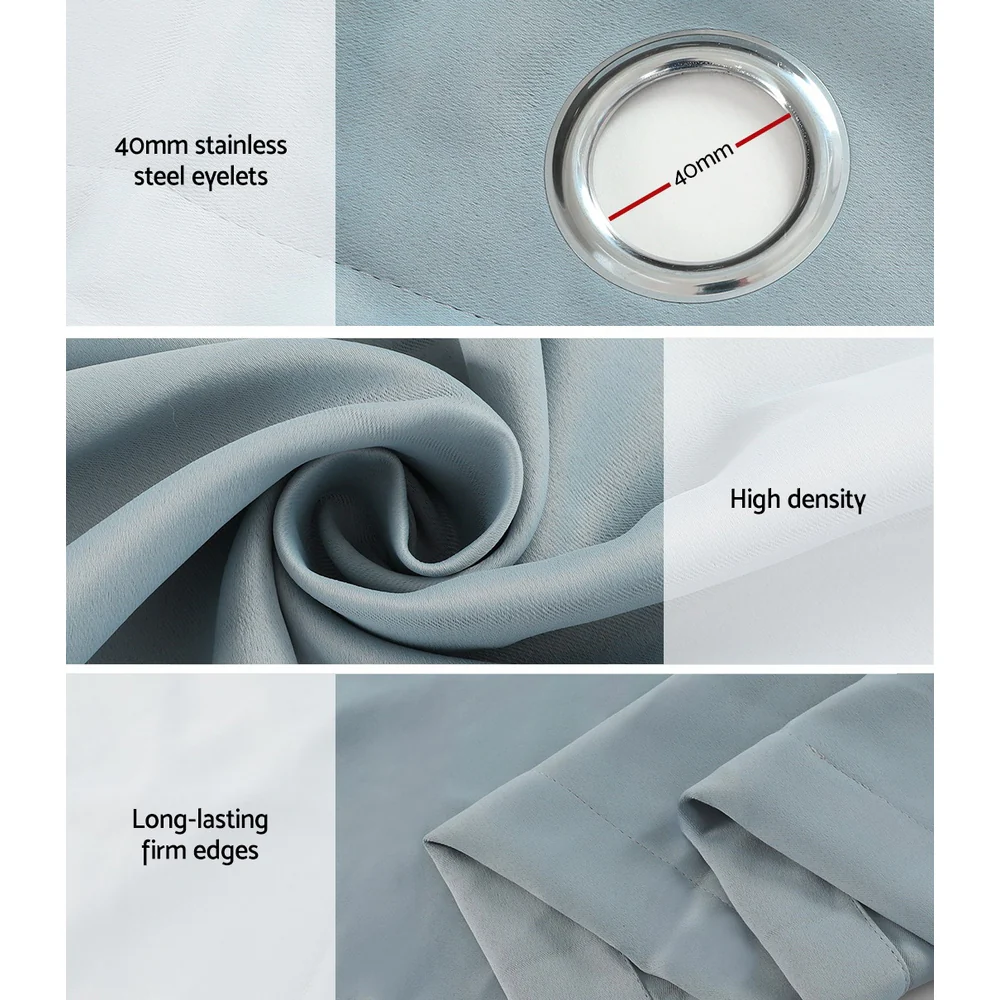 Set of 2 Blockout Curtains Blackout Window Curtain Eyelet 300x230cm Grey - Nurns