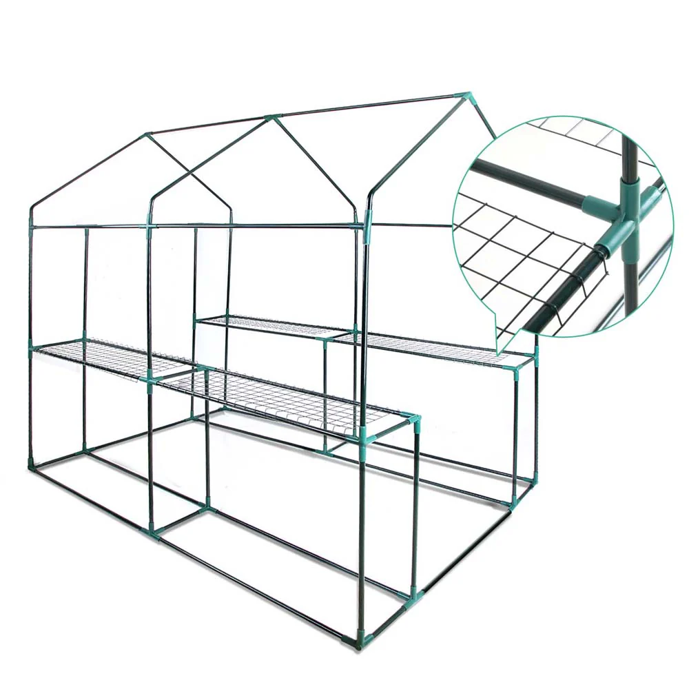 Greenfingers Greenhouse 1.2x1.9x1.9M Walk in Green House Tunnel Clear Garden Shed 4 Shelves - Nurns