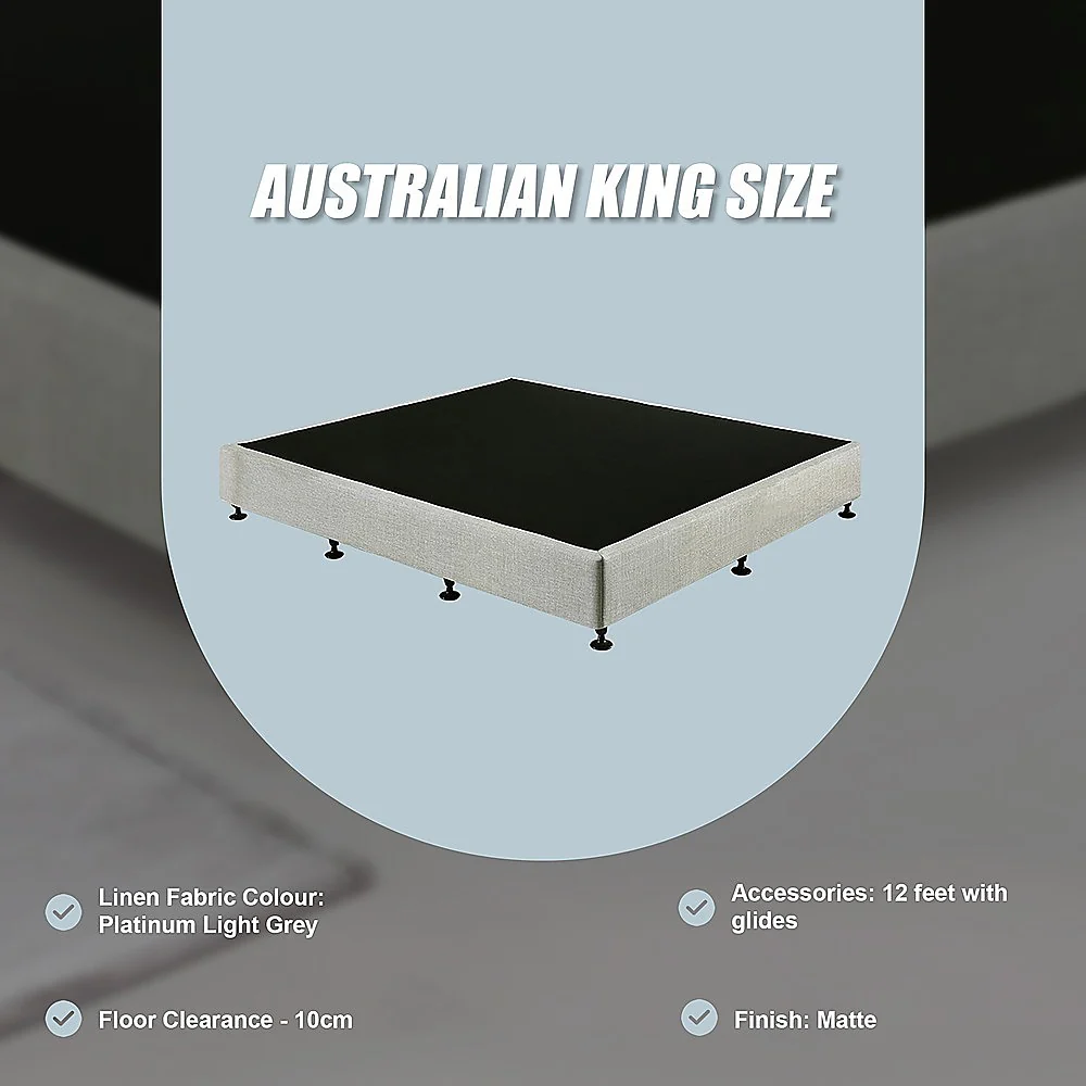 Aisha Ensemble Bed Base Linen Fabric - Light Grey King - Nurns