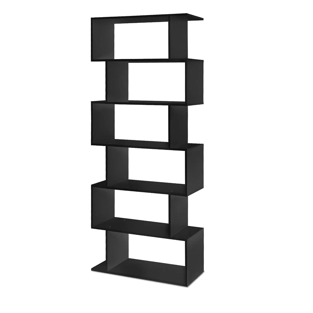Artiss Bookshelf 6 Tiers - Riva Black - Nurns