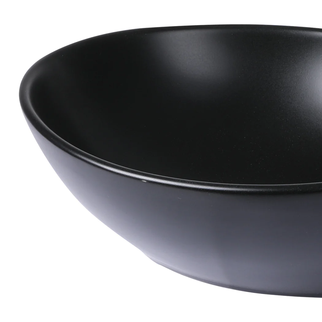 Wash Basin Oval Ceramic Hand Bowl Bathroom Sink Vanity Above Counter Matte Black - Nurns